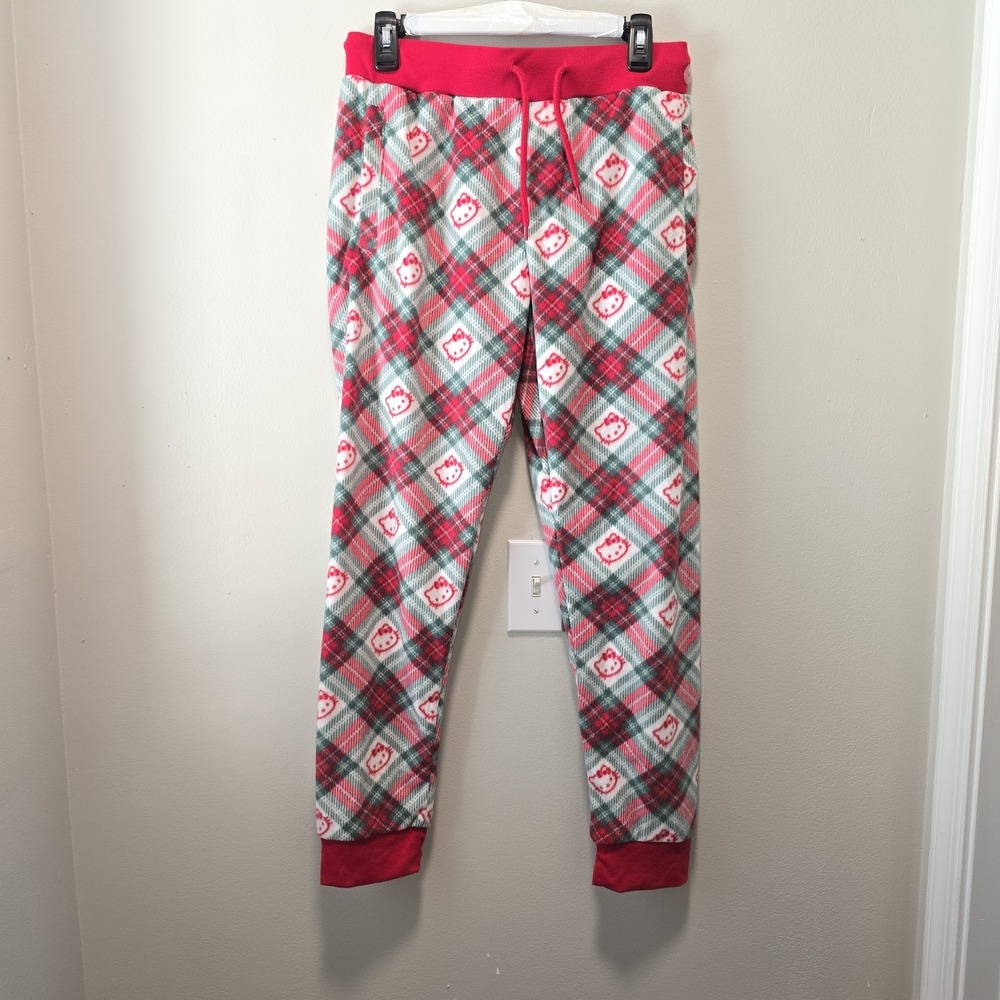 Hello Kitty NWT Holiday Plaid‎ Sleep Pants Aeropostale Red Green Women's Small - Picture 4 of 12